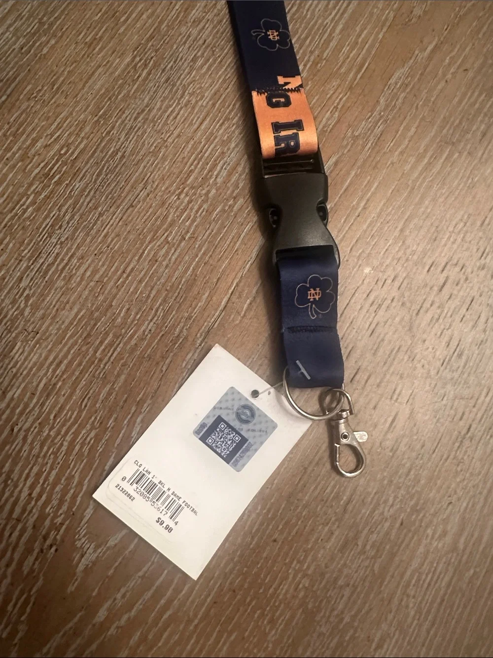 Official Notre Dame Football Navy and Gold Lanyard Key & Card Holder